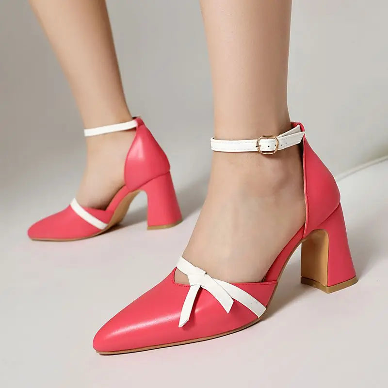 Pointed Toe Buckle Strap Bowknot Sandals for Women