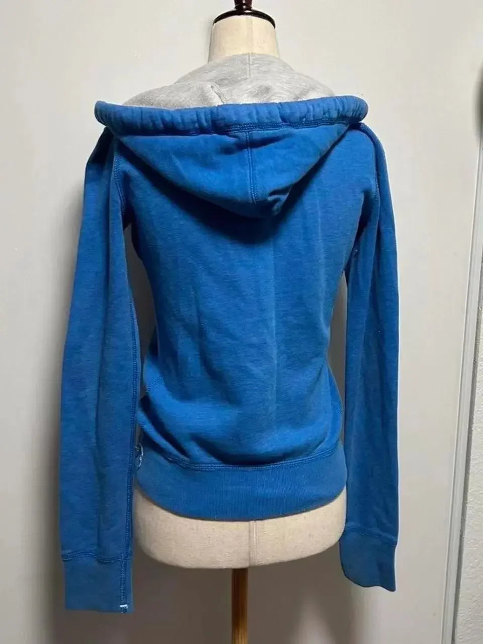 American vintage blue sweatshirt casual Y2K slim-fitting cardigan jacket for women Gothic style street wear for autumn winter