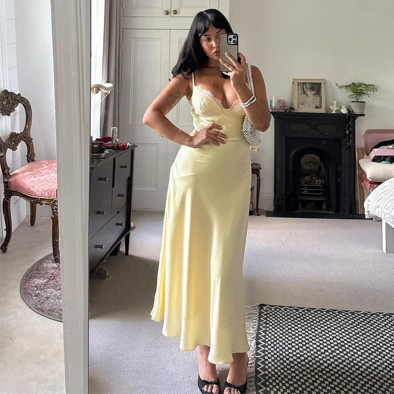 Sophisticated Backless Satin Evening Dress for Women