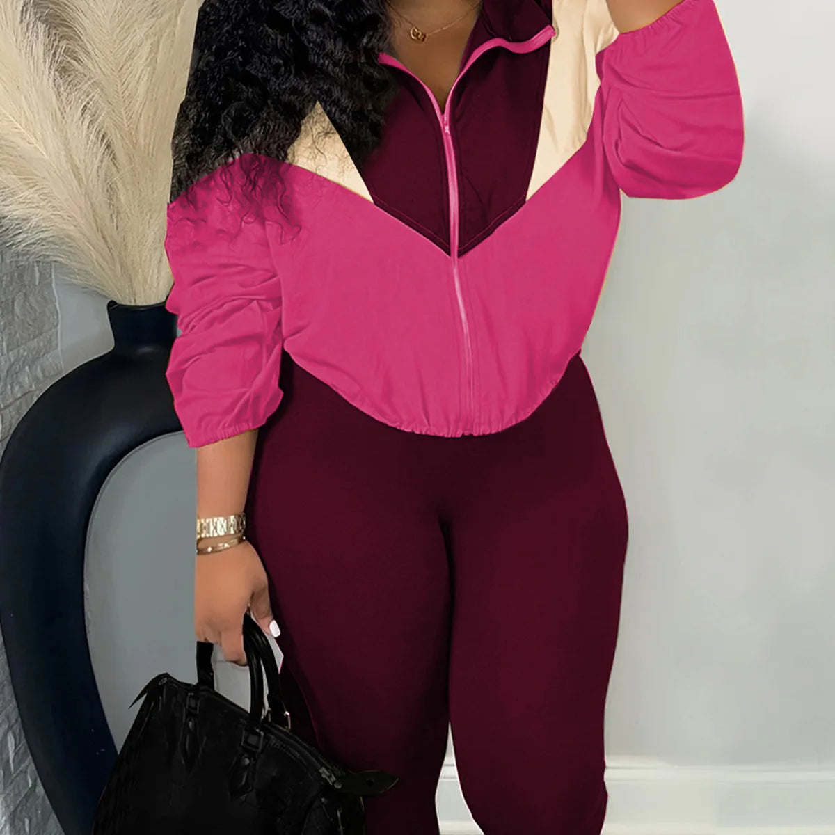 Pant Set Women Two Piece Sets Matching Sets Y2k Streetwear Zipper Coats Long Pants High Waist Sports Suit Sportswear 2025