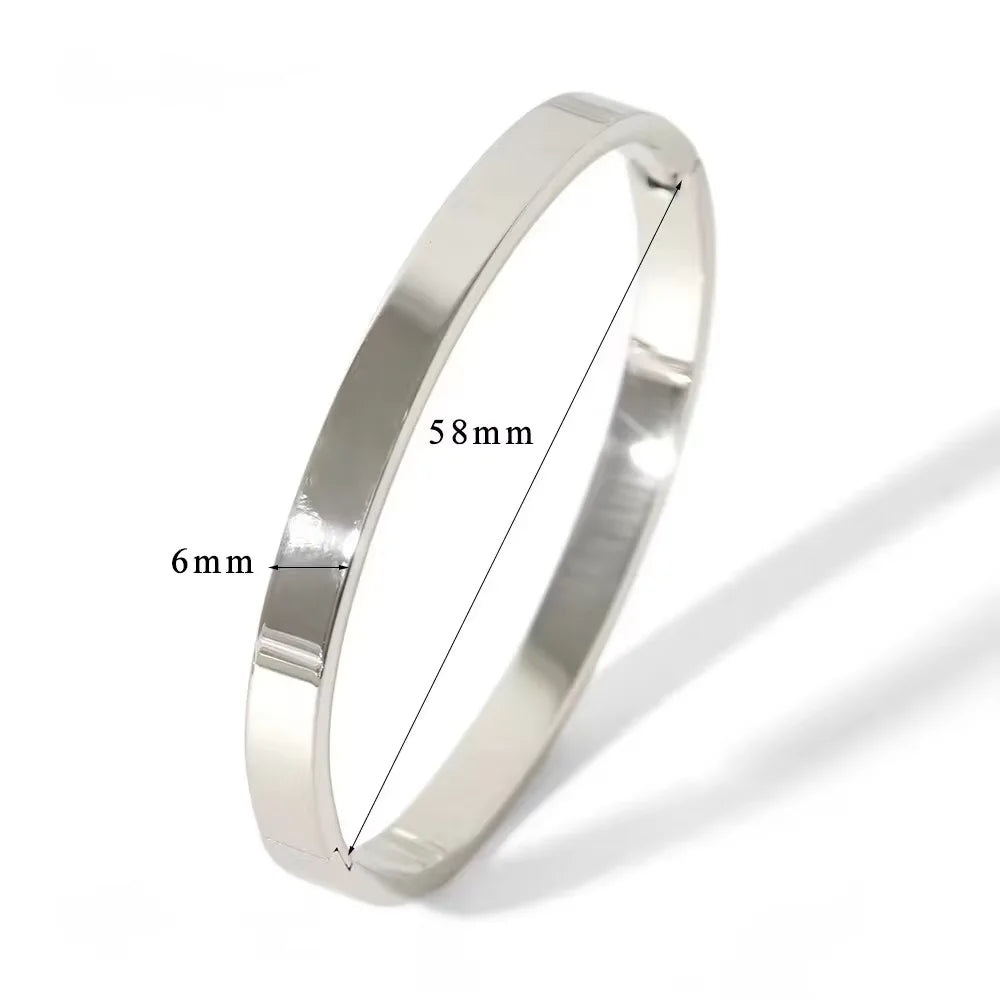 Waterproof Oval Stainless Steel Bangle Bracelet for Women