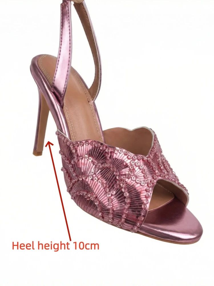 Luxurious Sparkling Fish Mouth Strap Sandals for Women