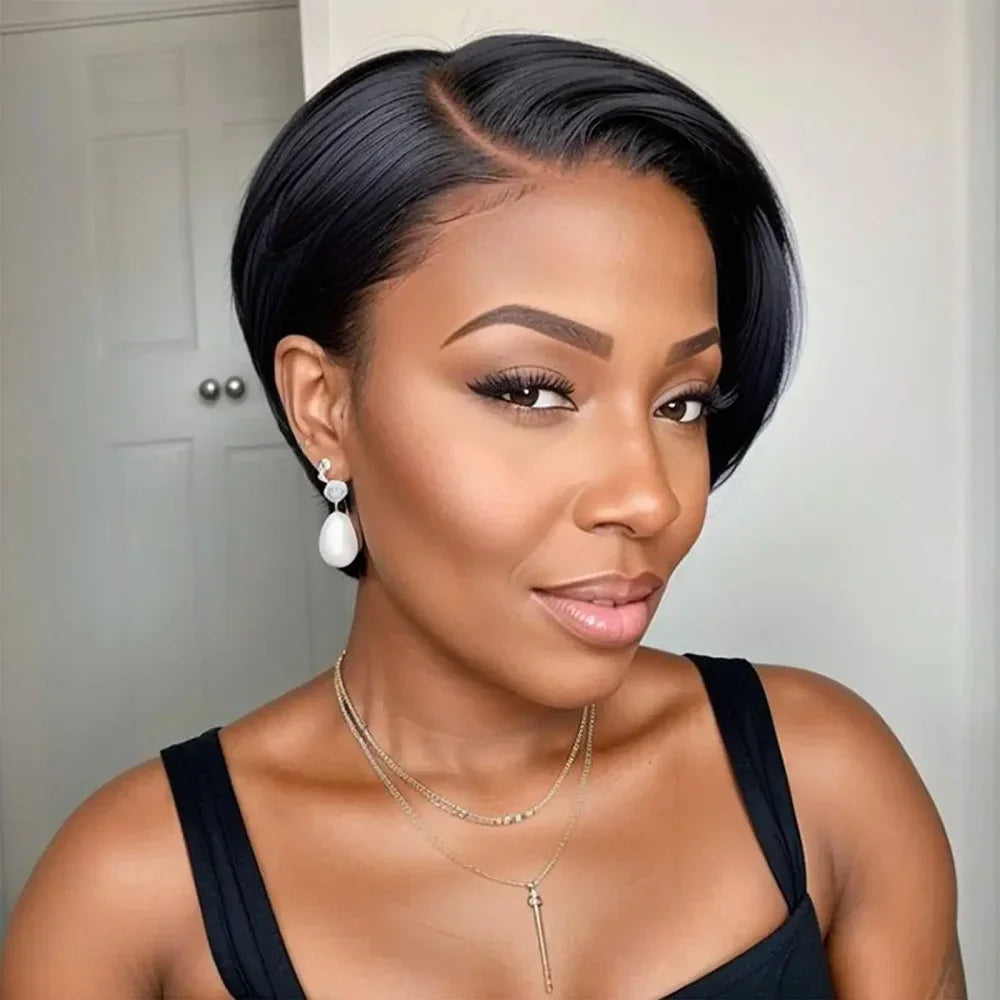 Straight Side Part Lace Front Pixie Bob Wig for Women