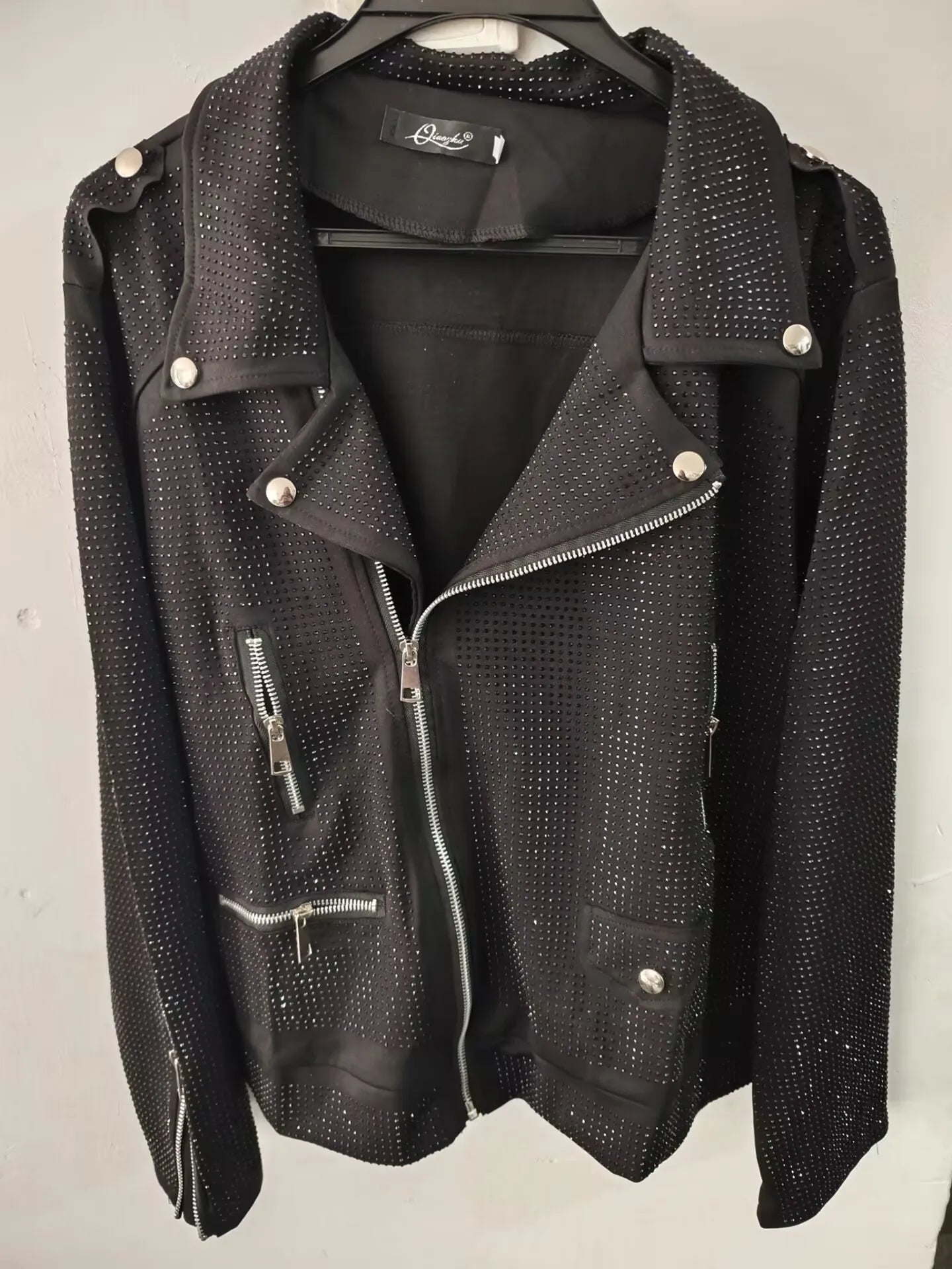 Sequined Embellished Zip Front Bomber Jacket For Women