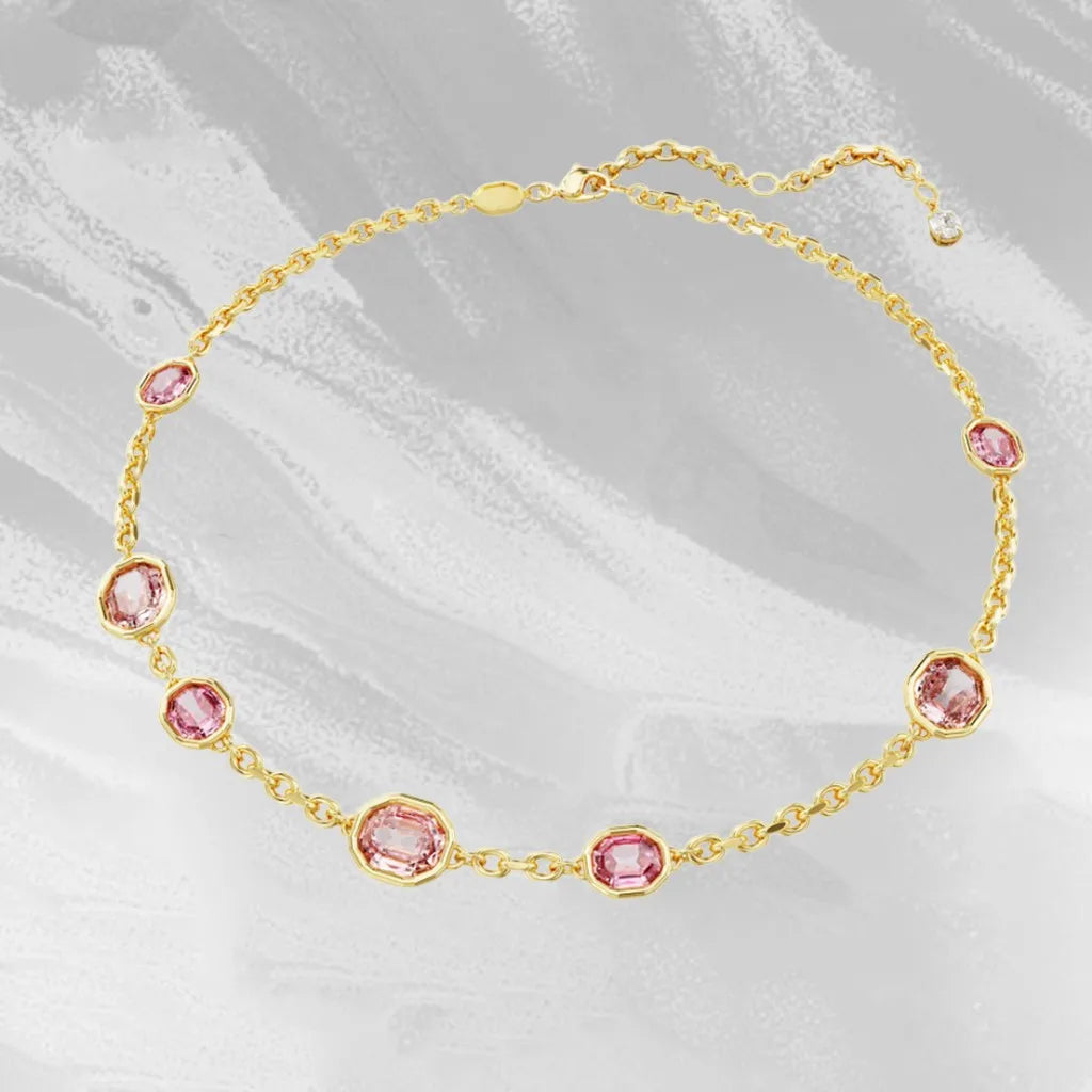 Elegant Mixed-Cut Crystal Necklace Set with Earrings for Women