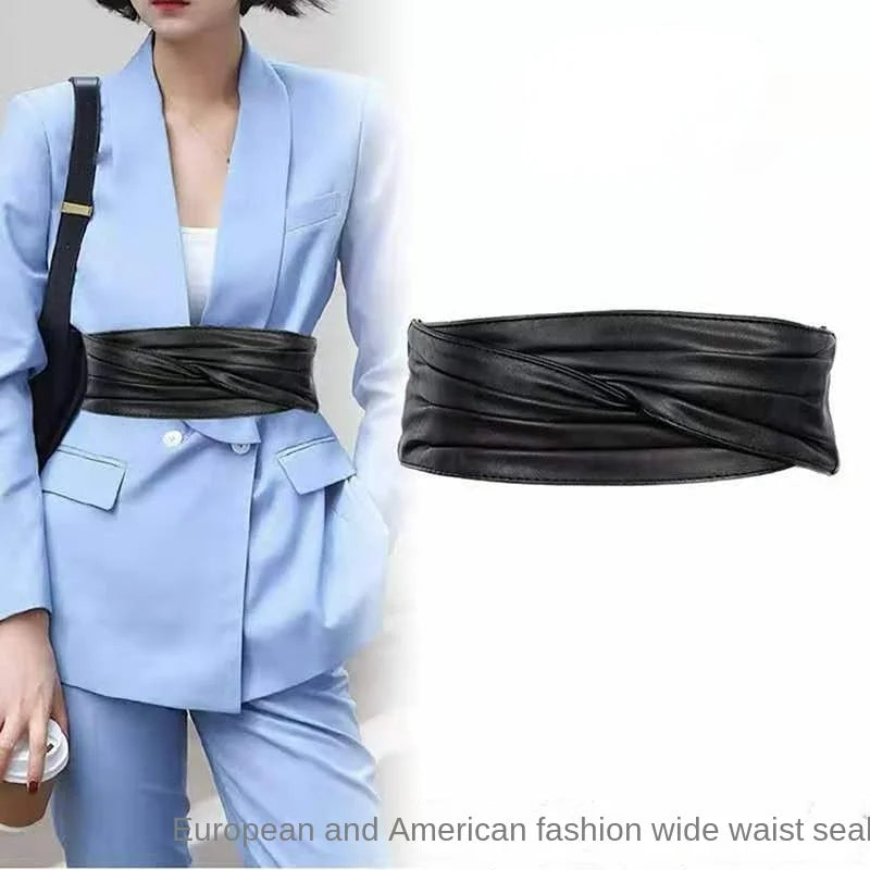 Decorative Wide Leather Waist Cinch Belt for Women