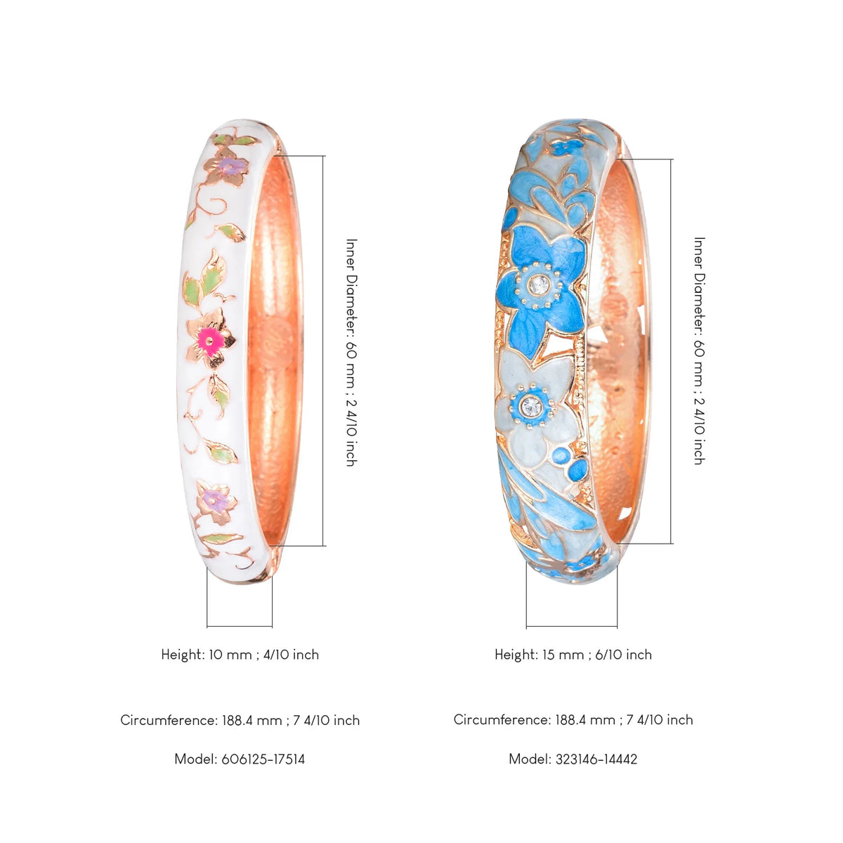 Elegant Double Enamel Cloisonne Bangle Set for Women