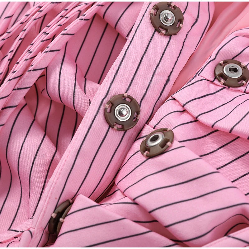 Striped Full Sleeve Blazer With Detachable Tassel Lapel for Women