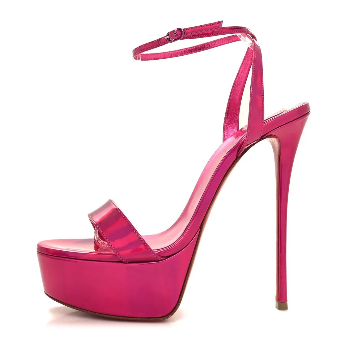 Metallic Rose Gold Platform Stiletto Sandals for Women