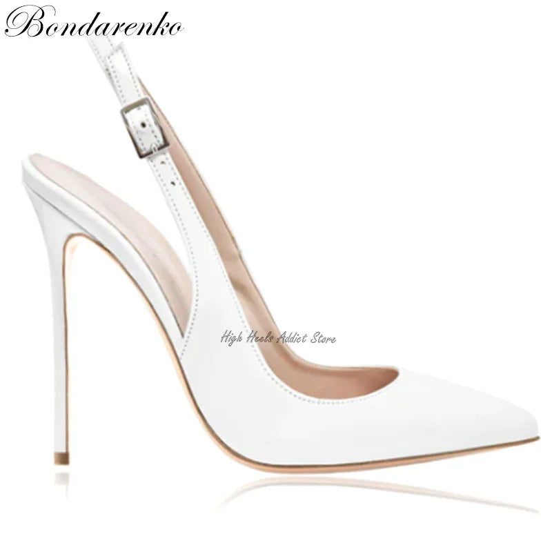 Colorful Patent Leather Slingback Pointed Toe High Heel Pumps for Women