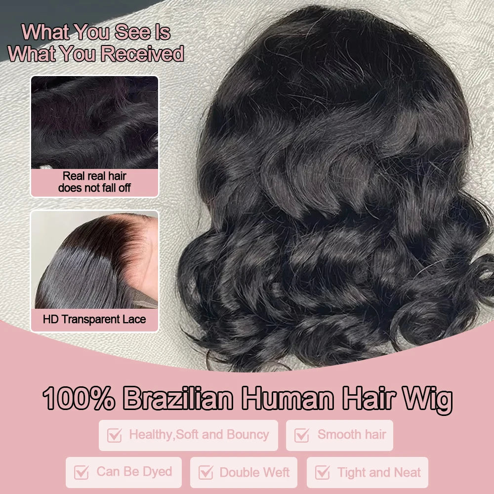 Short Glueless Human Hair Lace Front Bob Wig for Women