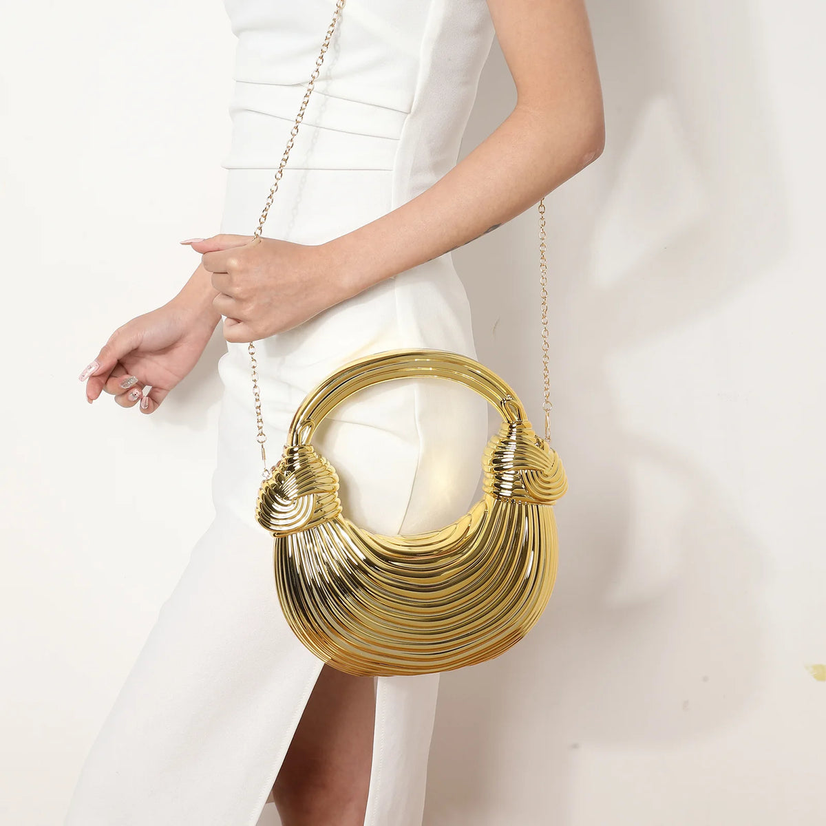 Fashion Sequined Knotted Dumpling Evening Bag for Women