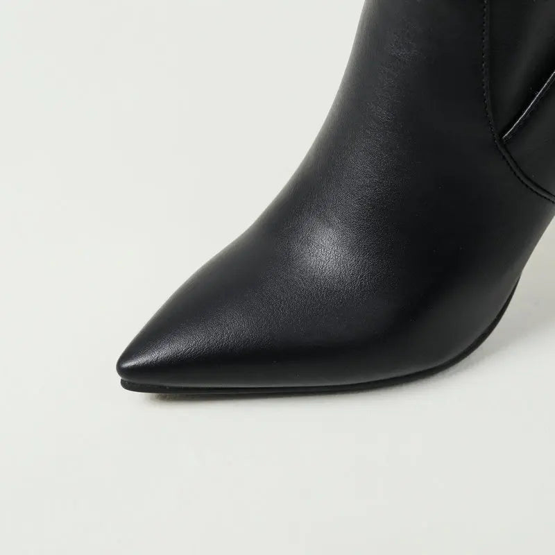 Pleated Stiletto Pointed Toe Boots