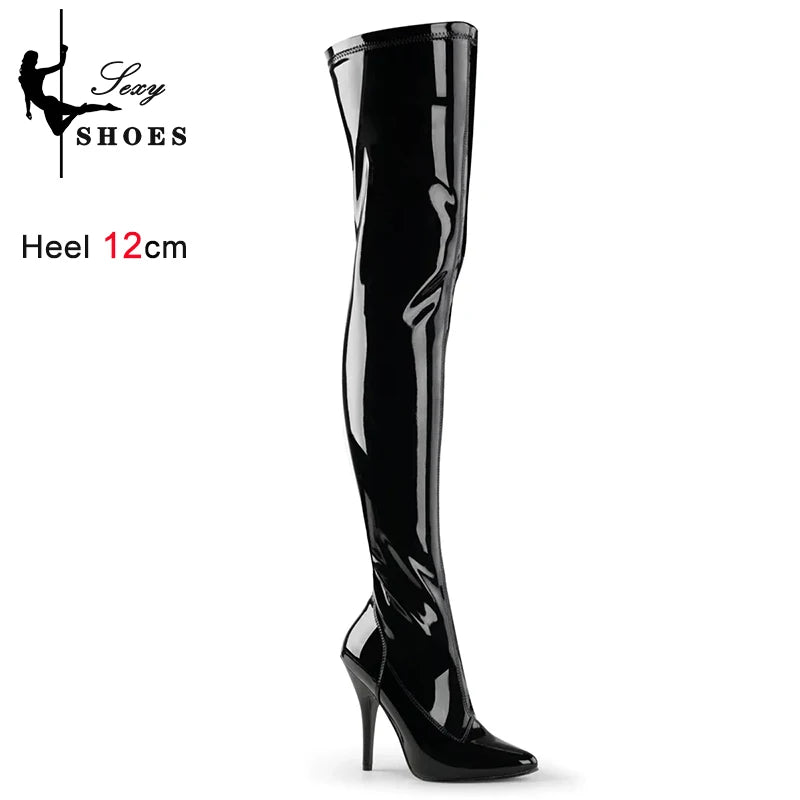 Plus Size Over-The-Knee Leather Stiletto Boots for Women