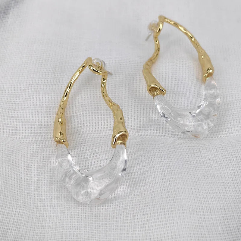 Stylish Geometric Two Tone Copper Stud Earrings for Women
