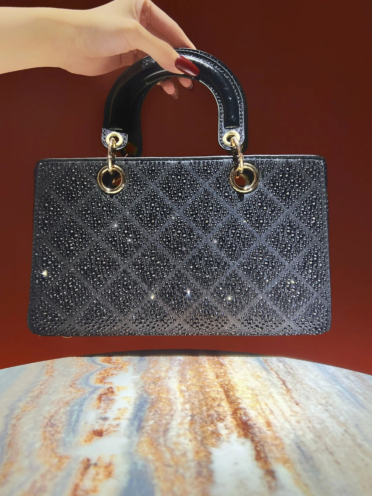 Rhinestone Party Handbag With Messenger Strap for Women