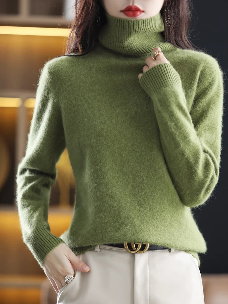 Soft Warm Knit Cashmere Turtleneck Sweater for Women