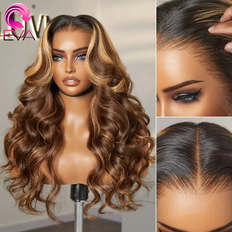 Body Wave 13x6 Hd Lace Frontal Wig Colored Highlight Human Hair Wigs For Women Brazilian 4/27 Blonde 5x5 6x6 HD Lace Closure Wig