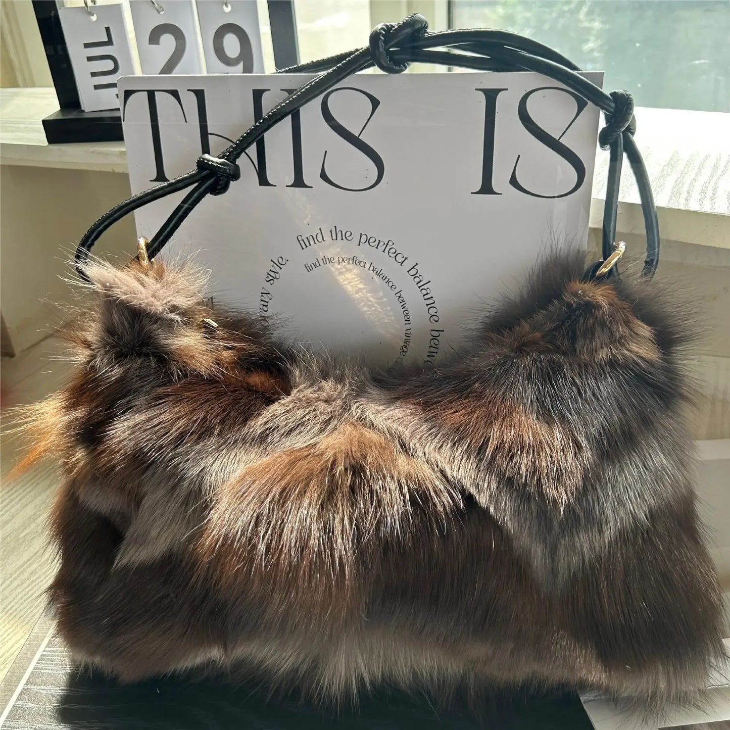Elegant Luxurious Faux Fur Soft Shoulder Bag for Women