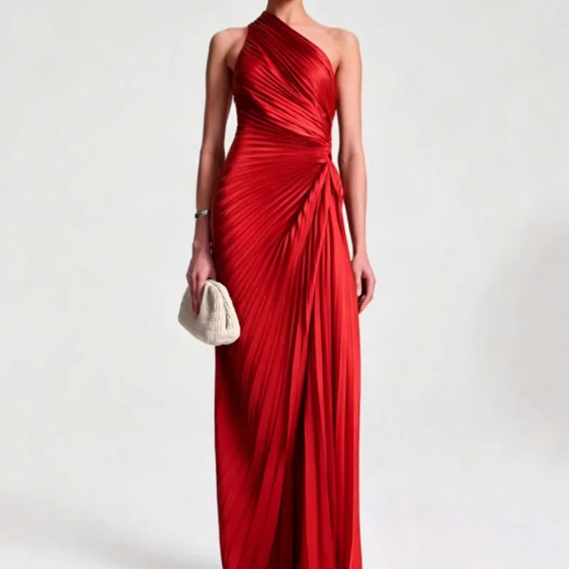 Sleeveless Skew Neck Patchwork Maxi Dress for Women