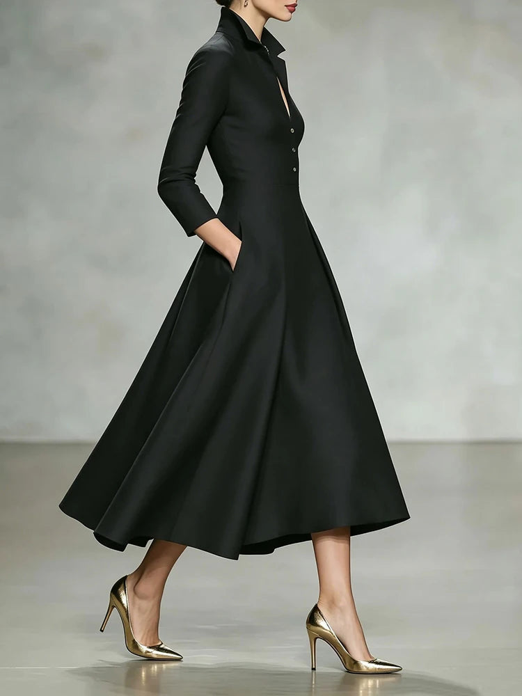 Long Sleeve Deep V Neck Patchwork Maxi Dress for Women