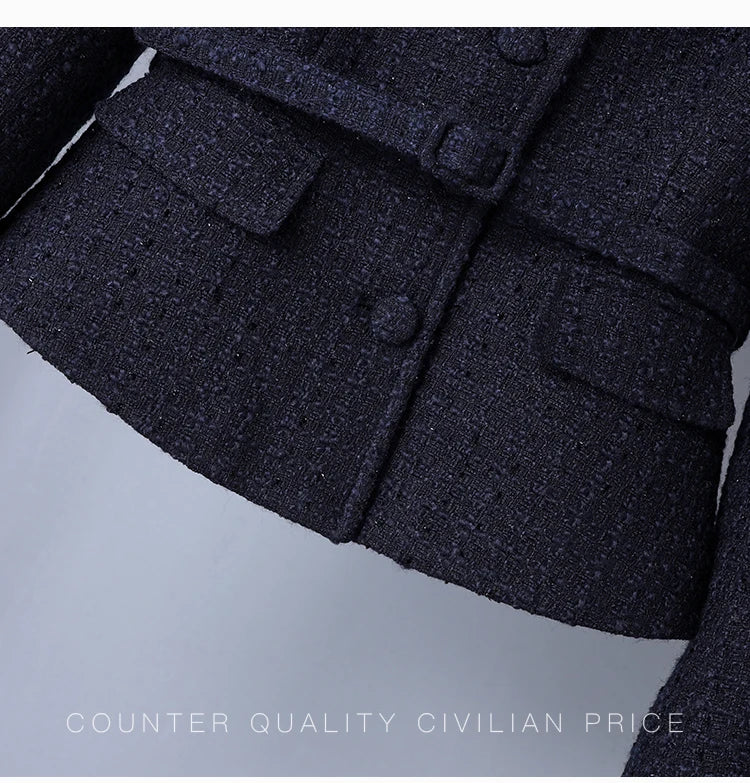 High-end OL Elegant Two-piece Set Autumn and Winter Fashion Long-sleeved Slim Jackets Coat High-waist Skirt Sets Women's Outfits