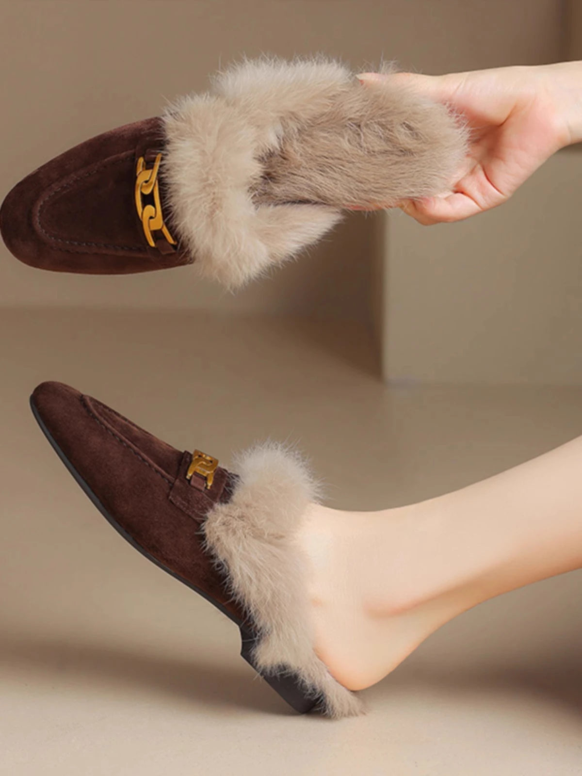 Plush Faux Fur Slippers