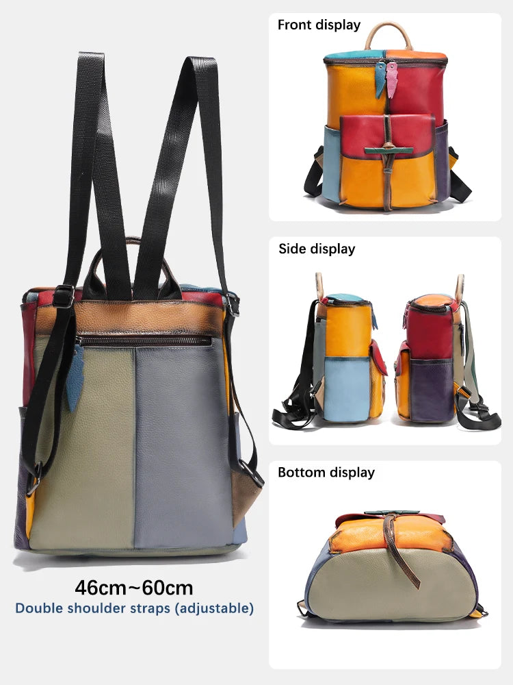 Large Capacity Soft Cow Leather Backpack for Women