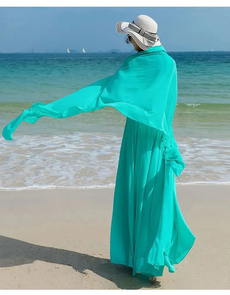 Plus Size Chiffon High Waist Maxi Dress