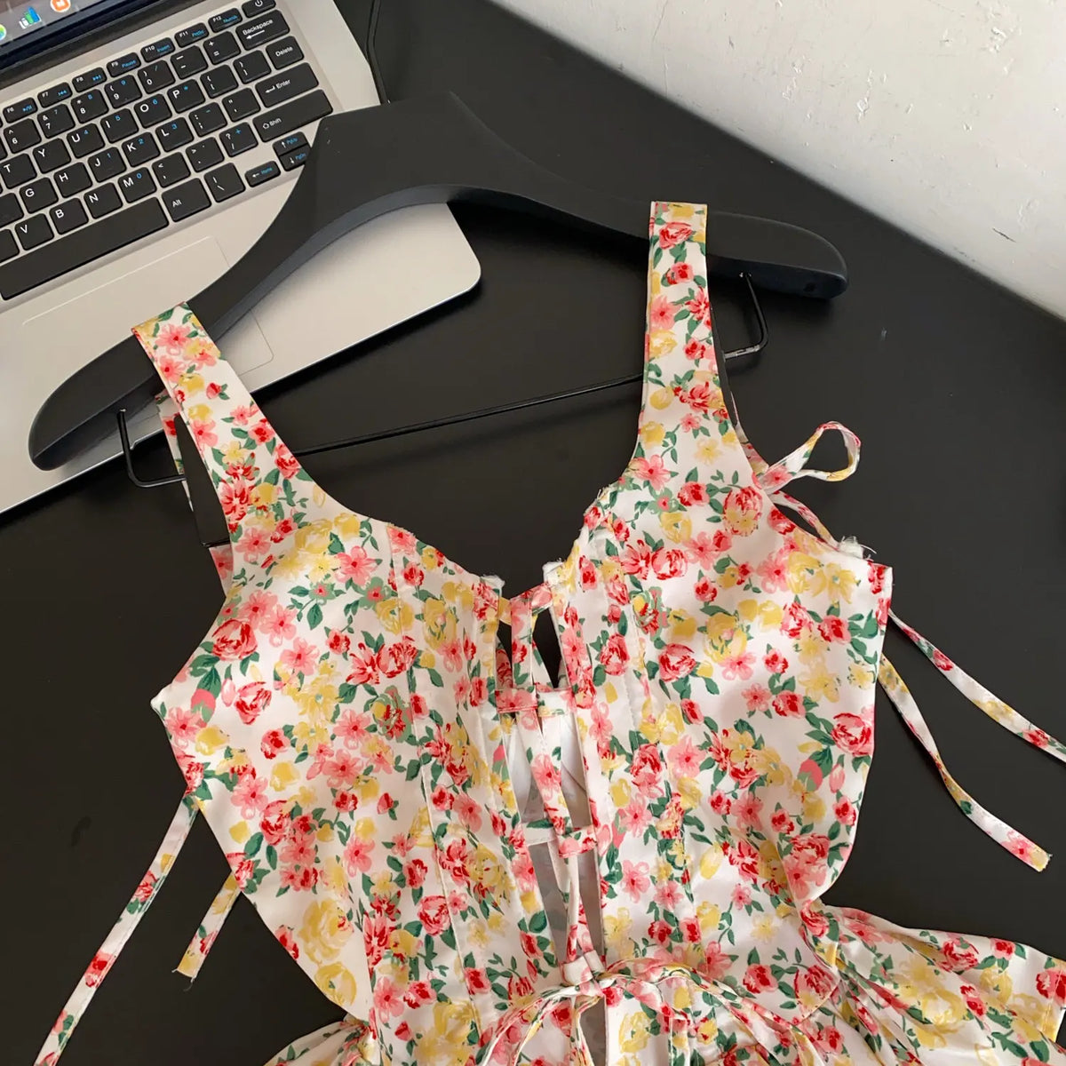 Summer Floral Lace-Up Corset Camisole Top for Women