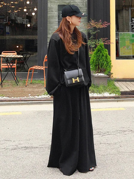 Beautyblue Gray Wide Leg Pants Black Bottoms for Women Casual Loose Pocket Korean Harajuku Streetwear Female Outdoor Sweatpants