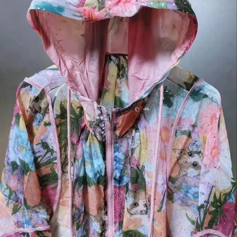 Tie Dye Printed Hooded Summer Casual Shirts for Women