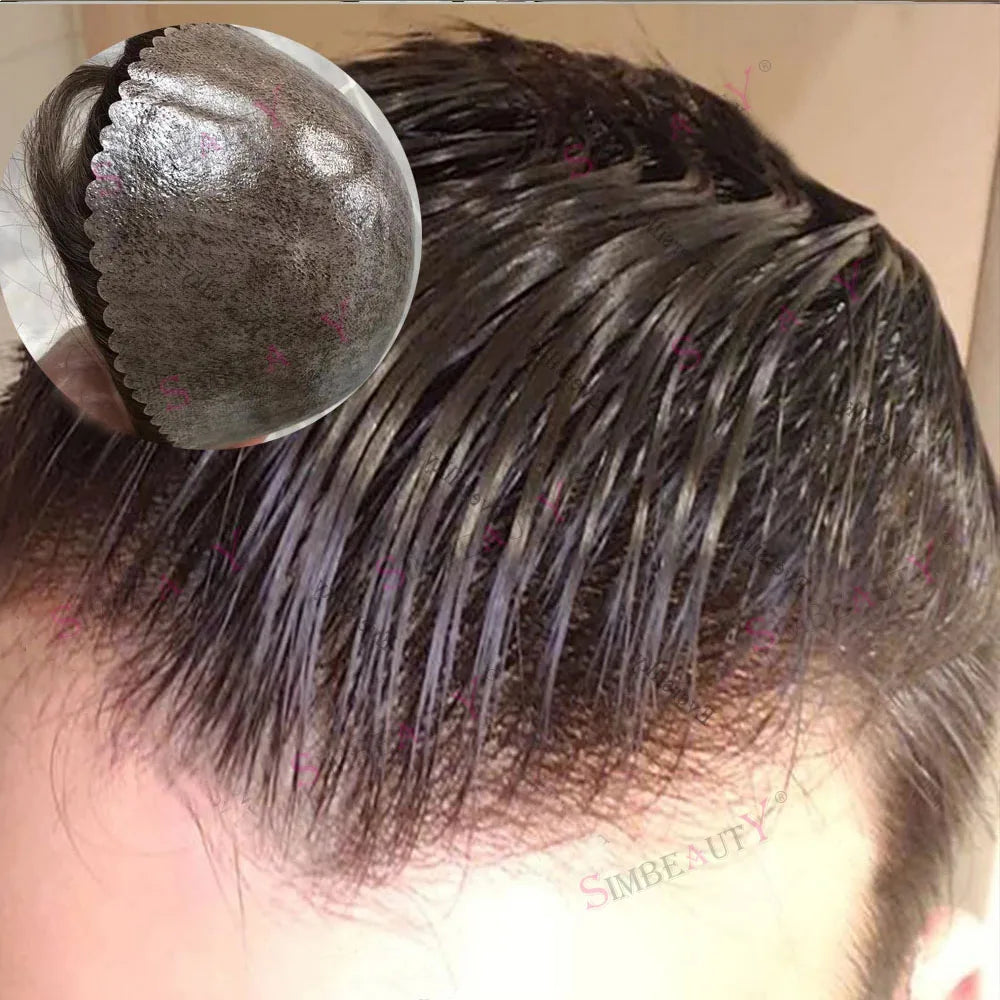 Natural Gray Human Hair Toupee With Realistic Hairline for Men
