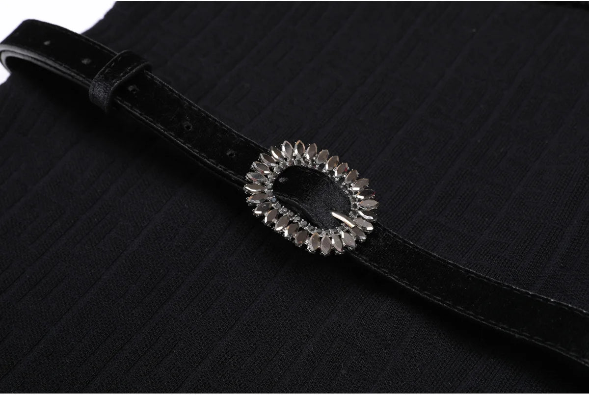 High-End Fashion Knitted Dress Set Autumn New Long Sleeve Single-Breasted Cardigan Coat Suspender Dress Women Two-Piece Set
