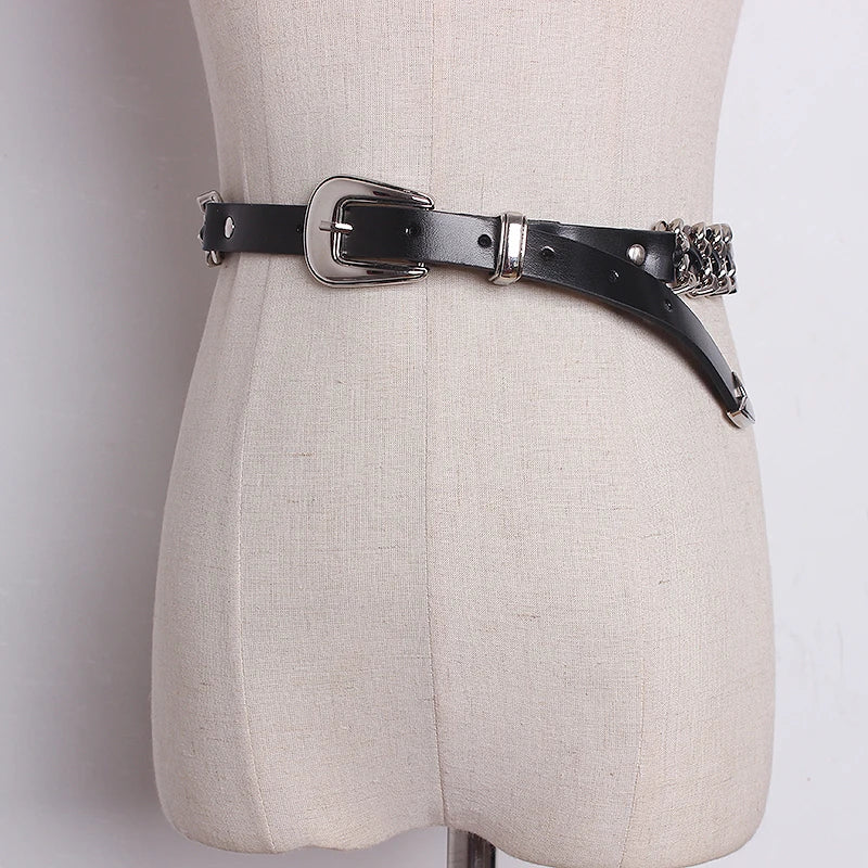 Trendy Gold Metal Decorative Waist Chain Belt for Women
