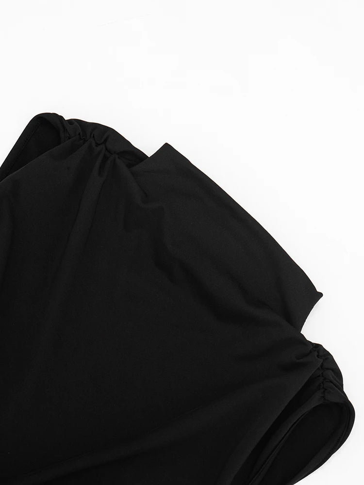 Metal Chain Detail O Neck Side Hollow Mini Dress for Women