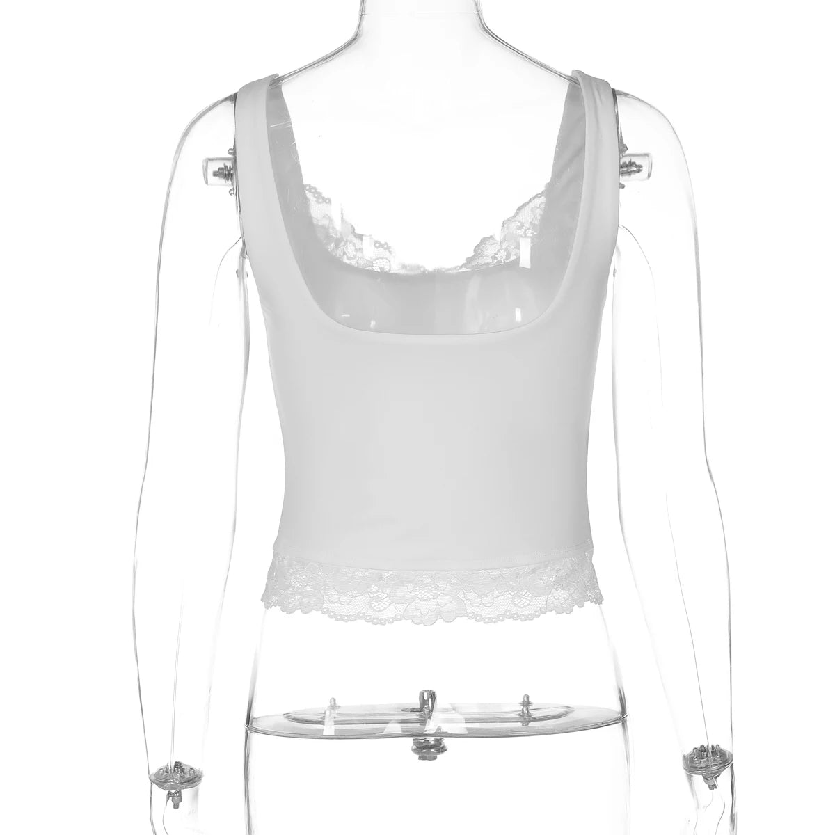 Square Collar Backless Lace Knit Tank Top for Women