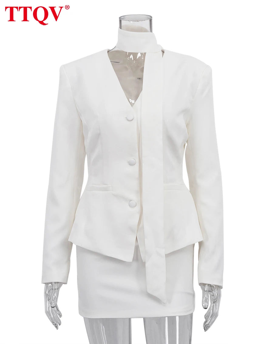Elegant Long Sleeve Shirt and Mini Skirt Set for Women