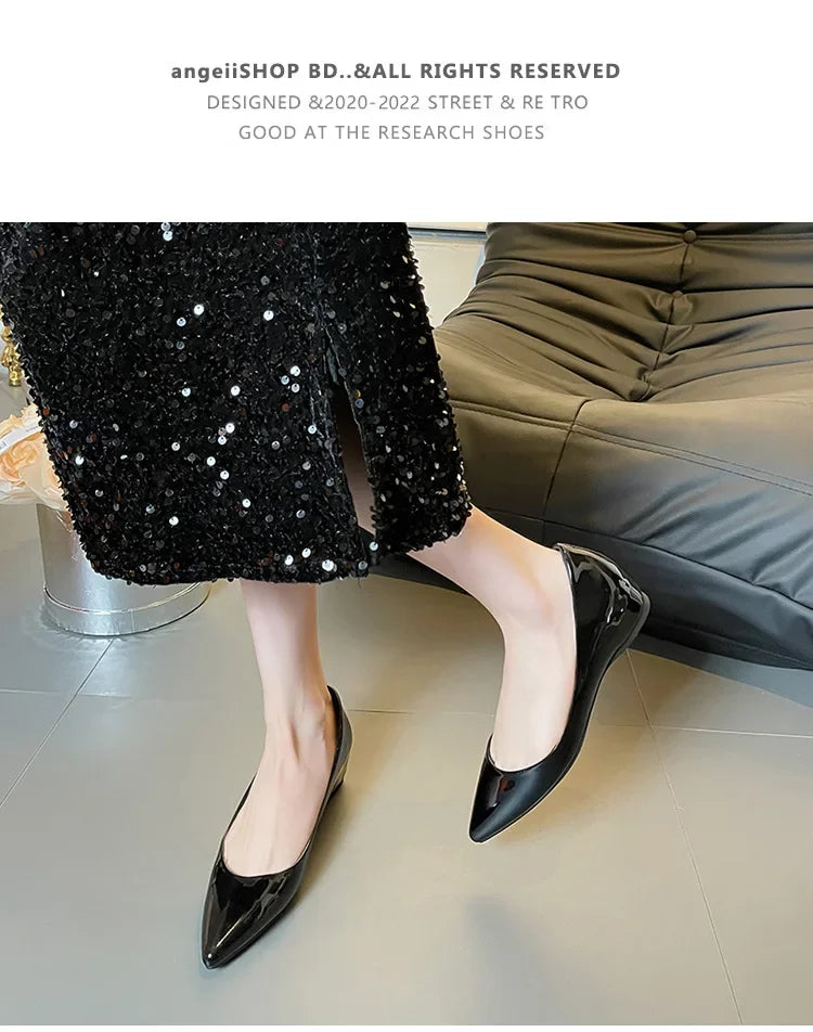 Slip On Pointed Toe Patent Flats