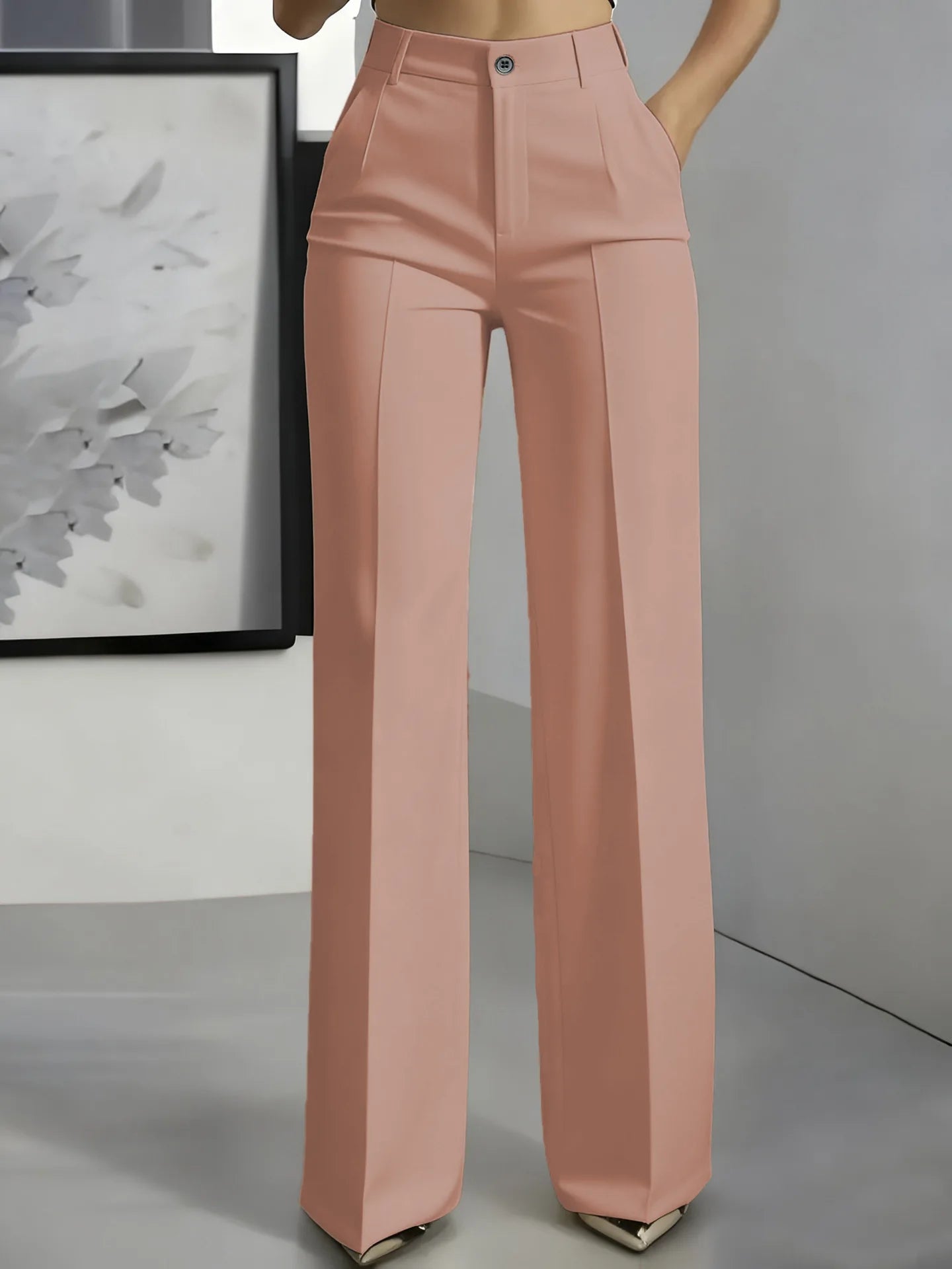2026 New Women's High-Waist Drapey Straight-Leg Suit Pants Simple Elegant Long Trousers for Ladies
