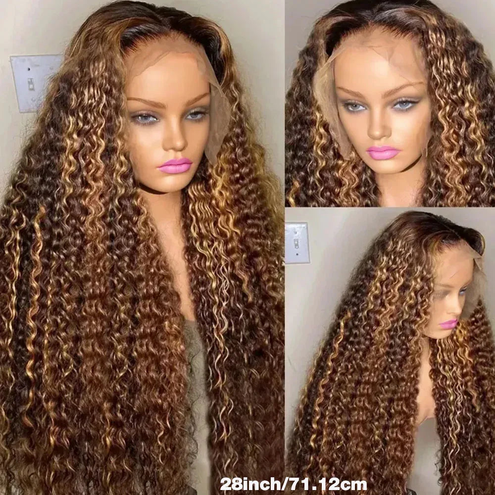 Ombre Deep Wave Human Hair Lace Front Wig for Women