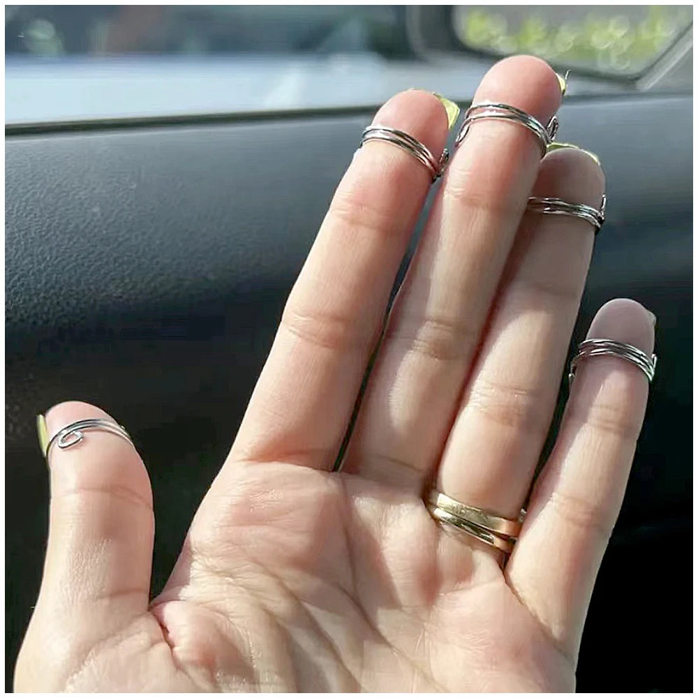 Trendy Thin Stackable Nail Ring Set of 10 for Women