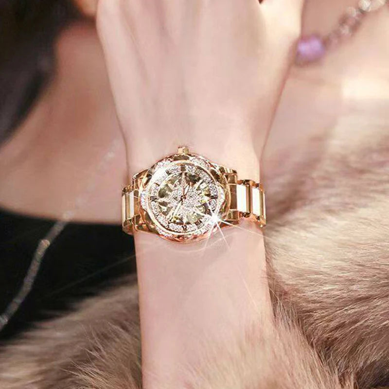 Skeleton Dial Diamond Accent Quartz Watch