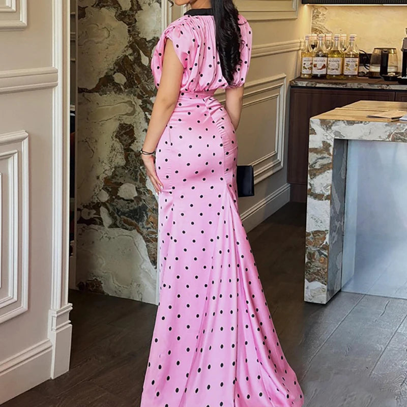 Elegant Polka Dot Mermaid Dress With High Waist for Women