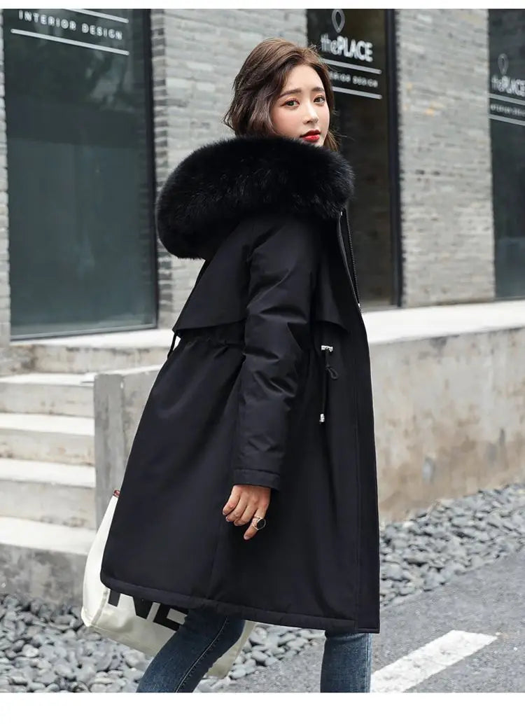 2025 New Parkas Women's Long Coat Winter Jacket Overcoming Plush Cotton Jacket