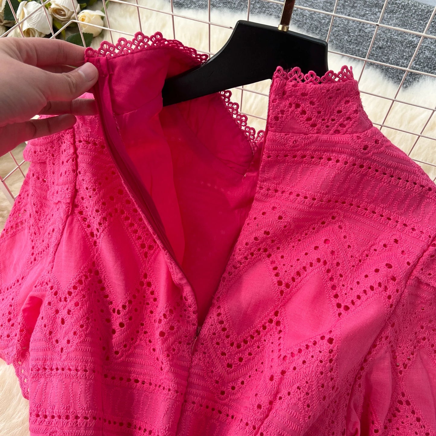 O-Neck Sash Embellished A-Line Dress