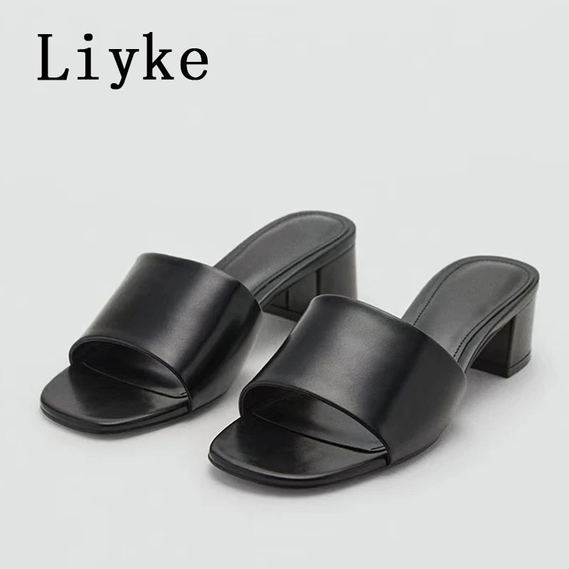 Premium Soft Leather Comfort Flat Slides for Women