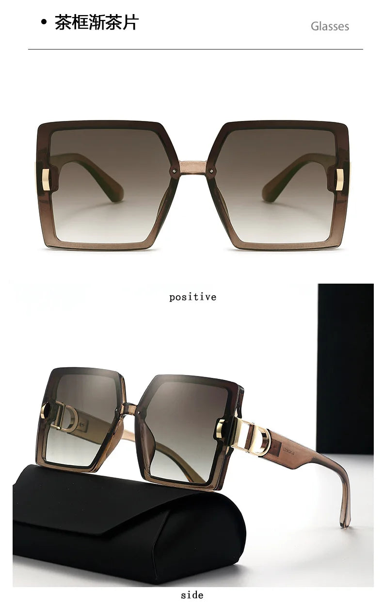 Oversized D-Shaped UV400 Fashion Sunglasses for Women