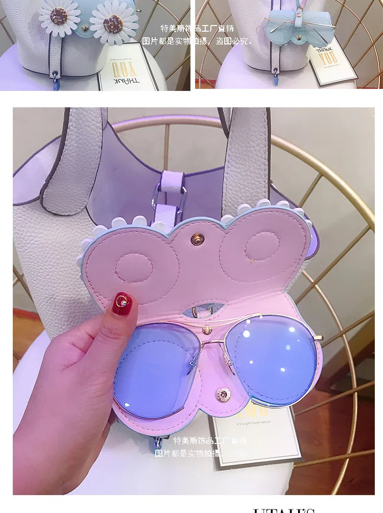 Diamonds cute glasses clip ins fashion sunglasses bag portable sunglasses case protective cover bag bag hanging jewelry
