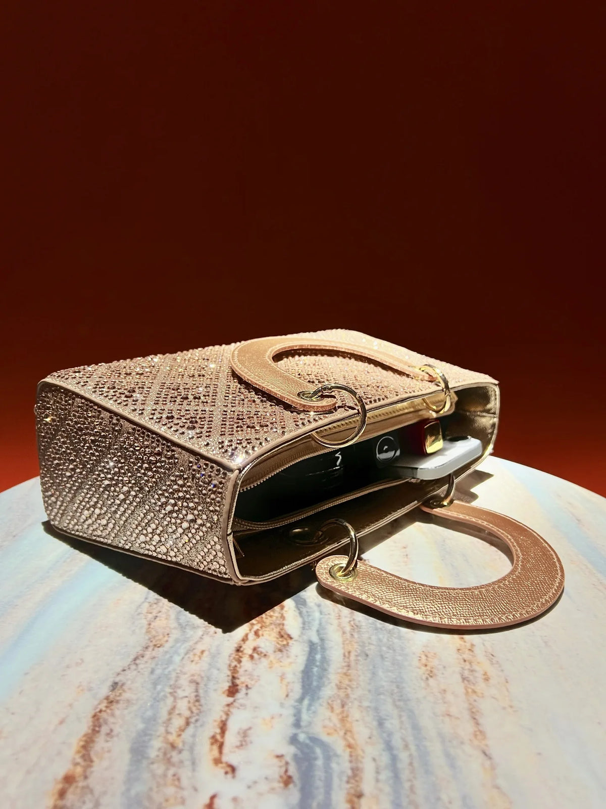 Rhinestone Party Handbag With Messenger Strap for Women
